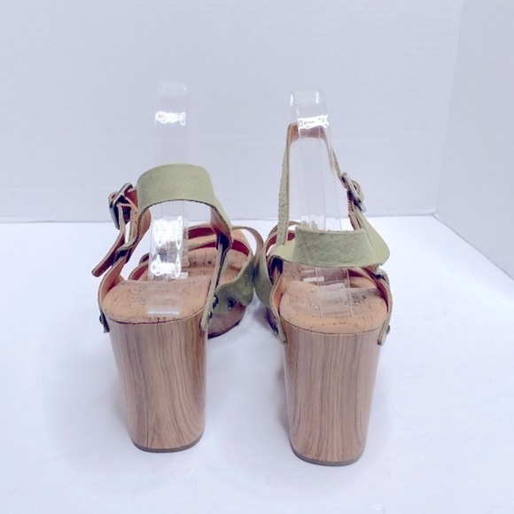 Kork-Ease Drew Leather Cross Banded Platform Sandals Pastel Green Size 10 - Picture 4 of 6